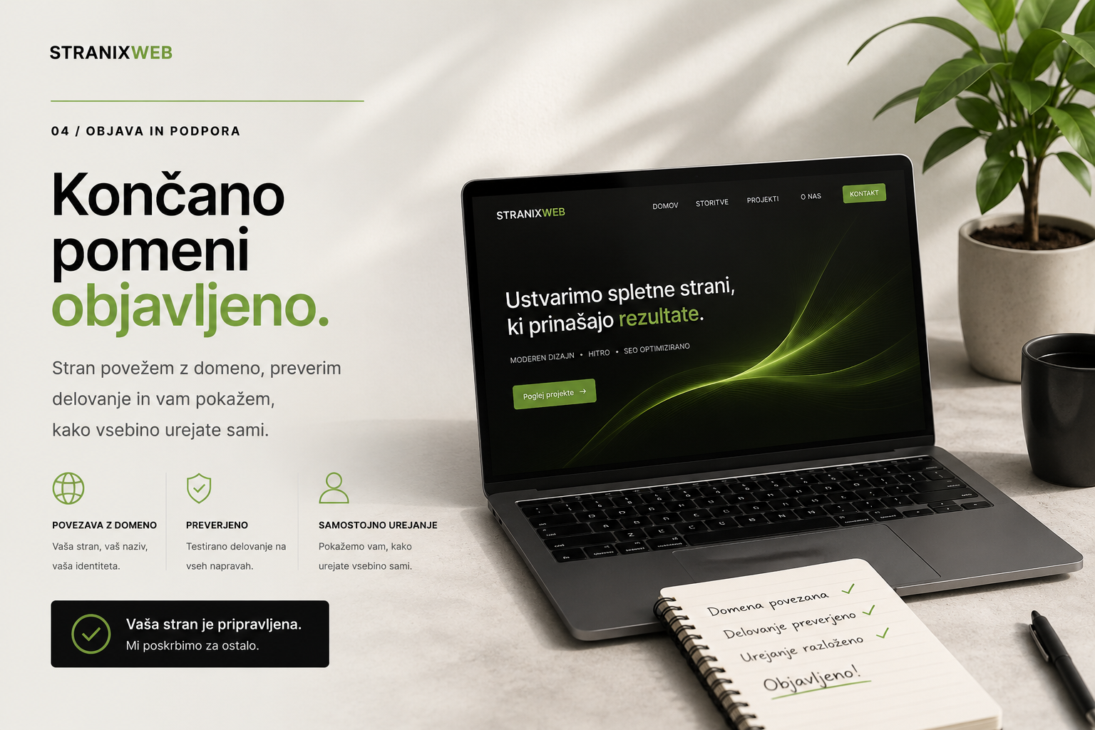 Objavljena spletna stran Stranix Web prikazana na prenosniku